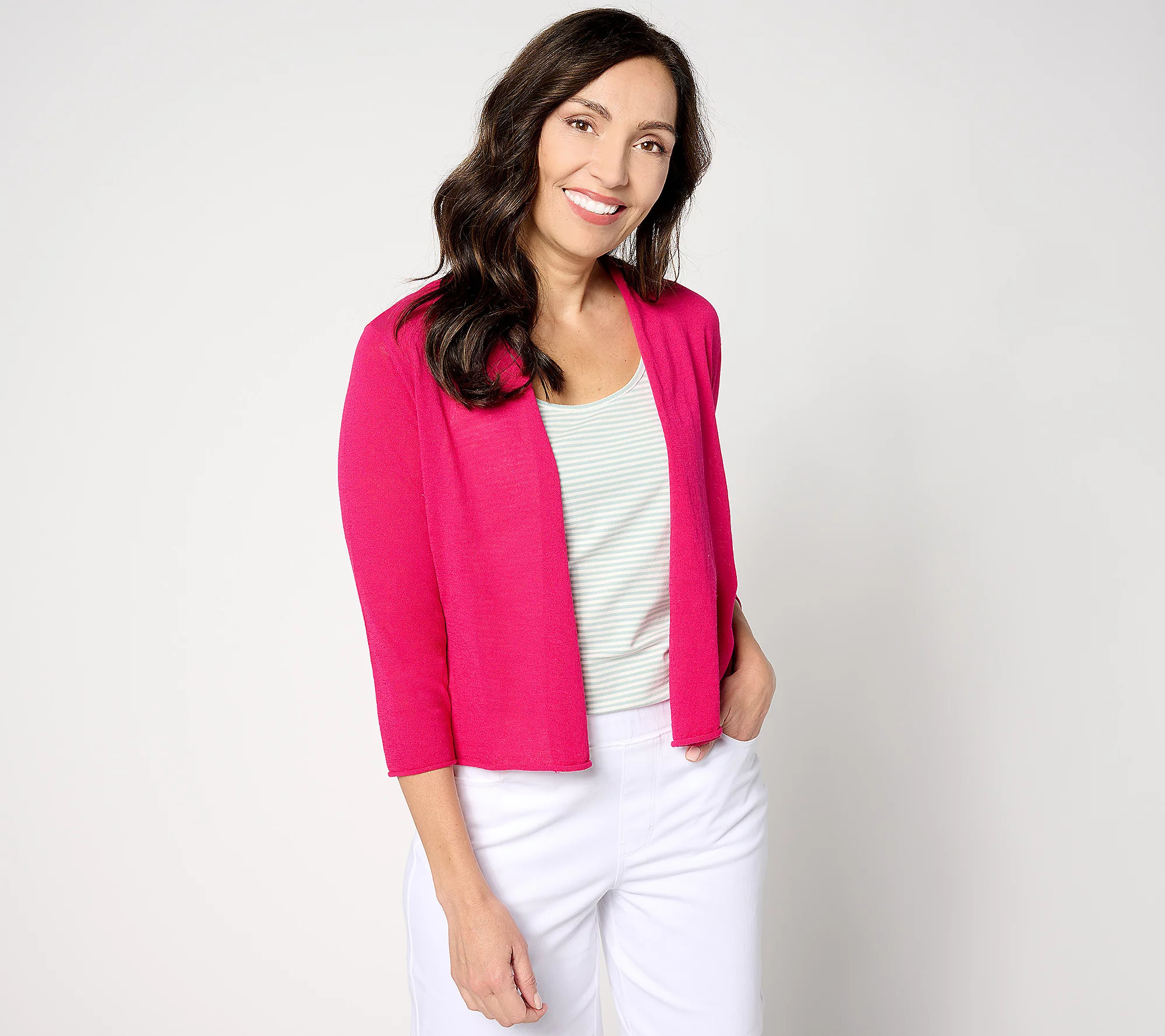 Coldwater Creek Essential Open Front Shrug with 3/4 Sleeves | QVC