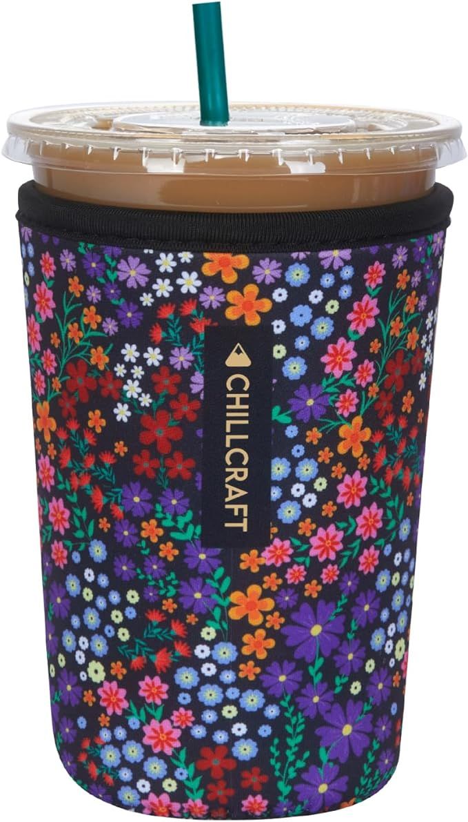 ChillCraft Iced Coffee Sleeve - Cold Soda Insulated Neoprene Cup Sleeve - Floral Print Reusable S... | Amazon (US)