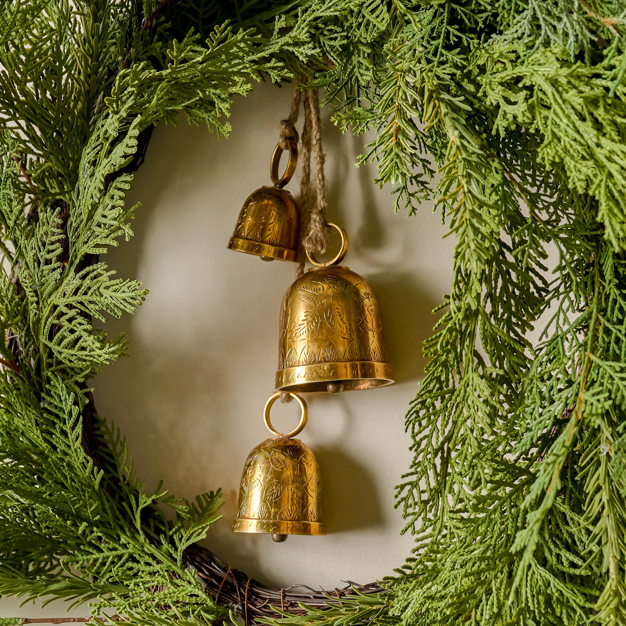 Etched Brass Hanging Bells | Magnolia