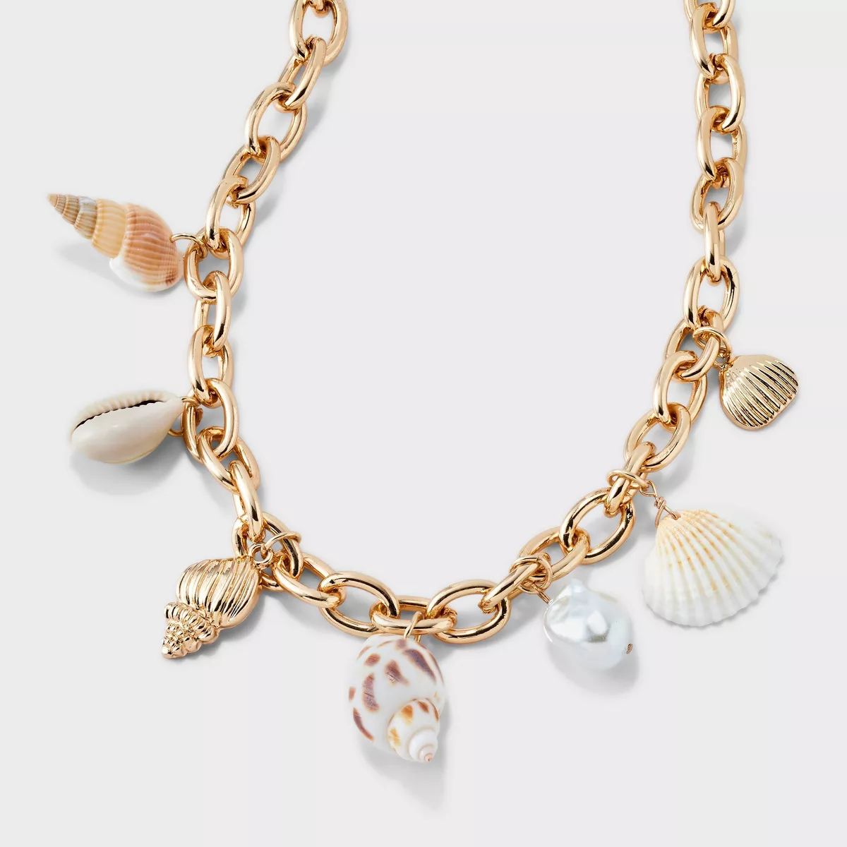 Seaside Shell Chain Necklace - A New Day™ Gold/Ivory | Target
