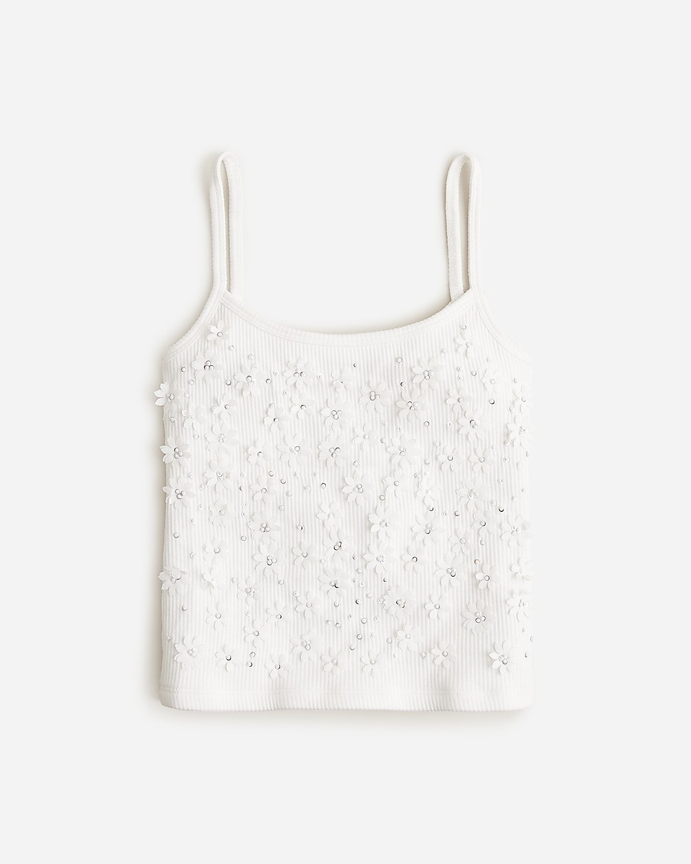 Floral embellished vintage rib tank top | J. Crew US