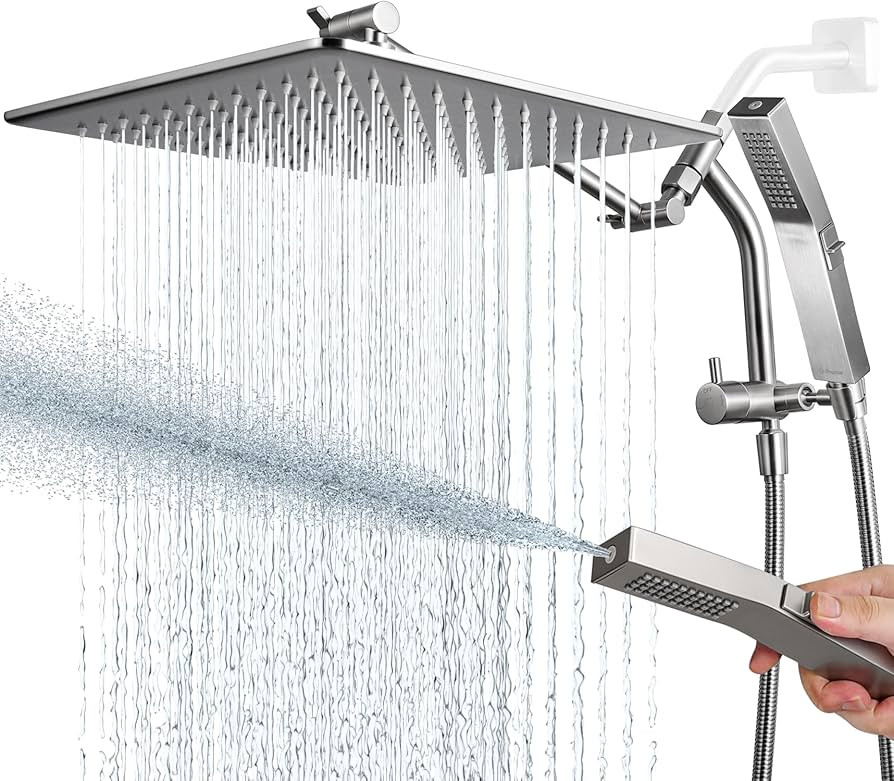 G-Promise All Metal 12'' Rain Shower Head with Handheld Built-in Power Wash Mode 3-way Diverter w... | Amazon (US)