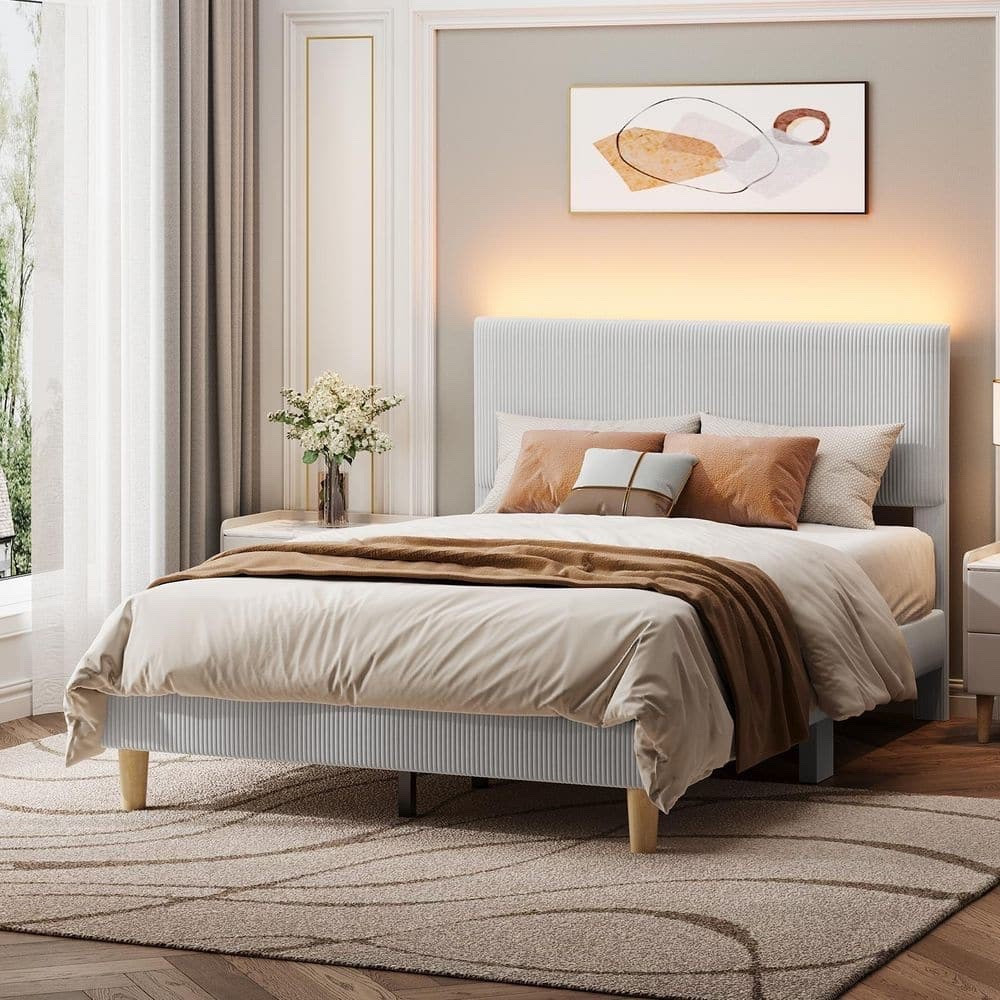 Light Gray Platform Bed with LED lights

Fun bed for guest room, or kids room.

#LTKHome #LTKMidsize #LTKU