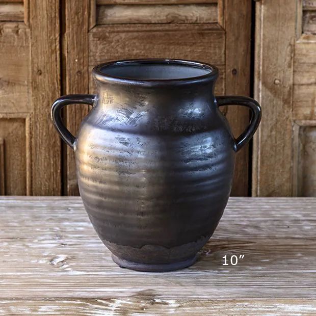 Smoke Glazed Terracotta Pot Vase | Antique Farm House