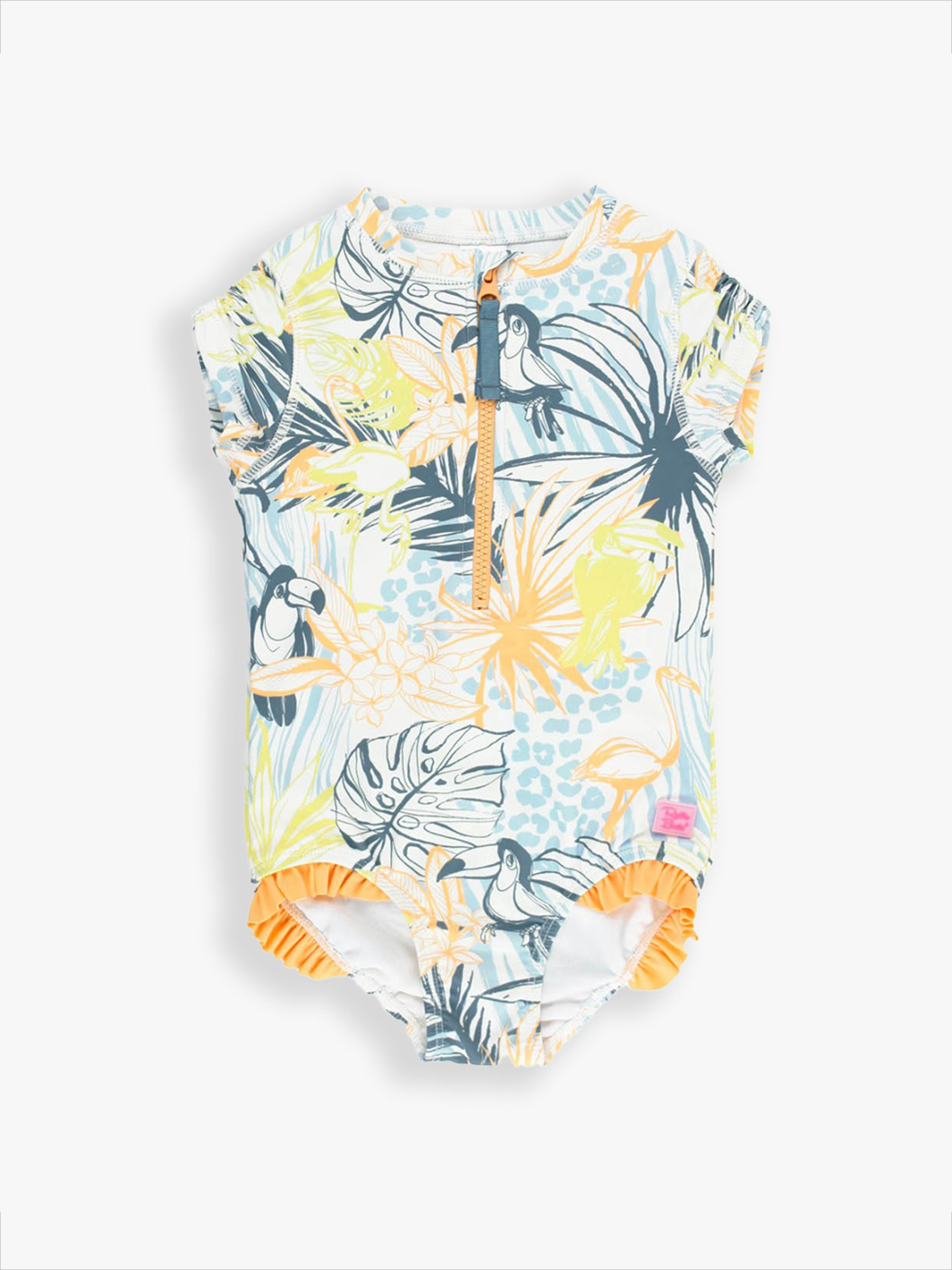 Girls Short Sleeve Rash Guard One Piece | RuffleButts / RuggedButts