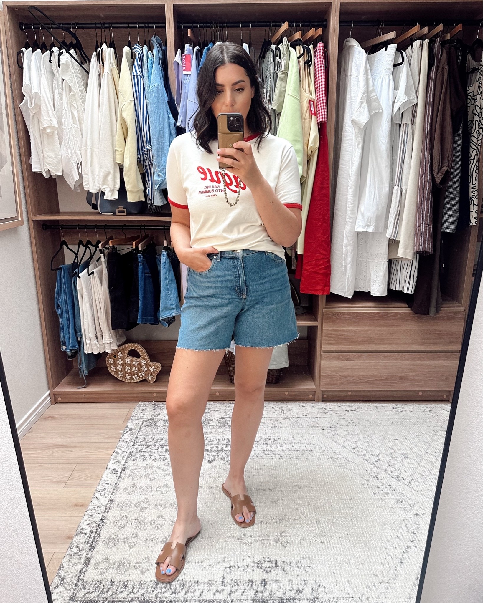 Found the cutest tee via @SEZANE 🥰 it runs loose and fits like a vintage tee! I’m in the large for a comfy fit.

My @spanx shorts are under $100 and the best ‘mom’ shorts around! Runs true to size.