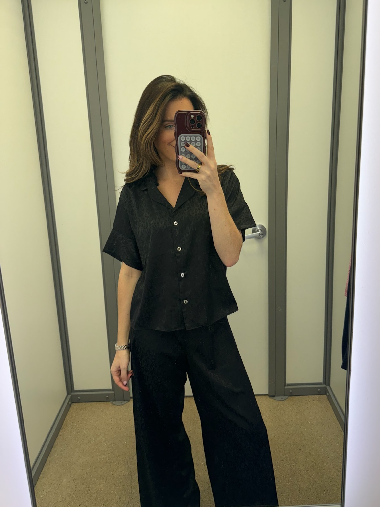 Black satin leopard pajama set from Walmart! Perfect for a cozy Valentine’s Day night in, true to size and only $19! 

#LTKFindsUnder50 #LTKStyleTip