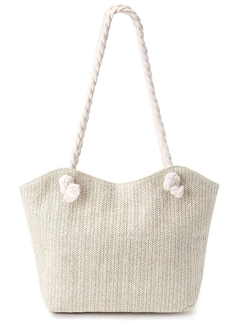 Deago Large Straw Beach Bag for Womens, Straw Handbag Woven Tote Bag with Zipper Summer Shoulder ... | Walmart (US)