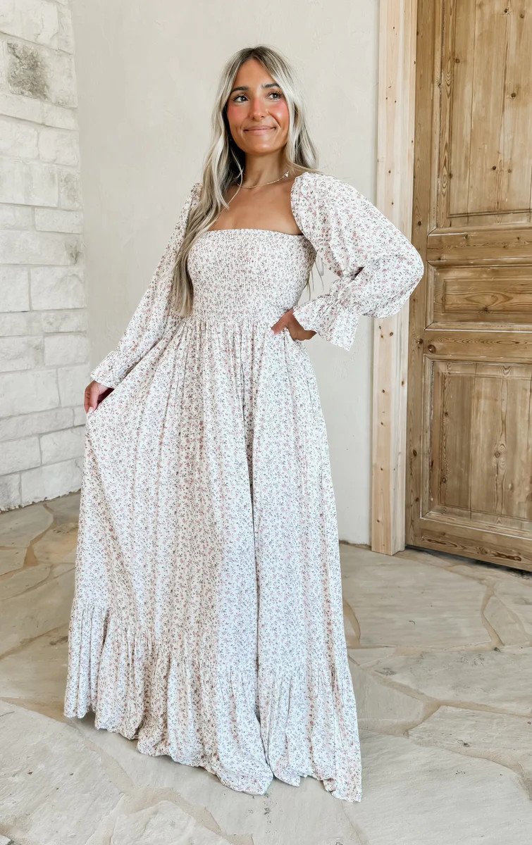 Happiness Awaits Floral Smocked Maxi | CK Squared Boutique