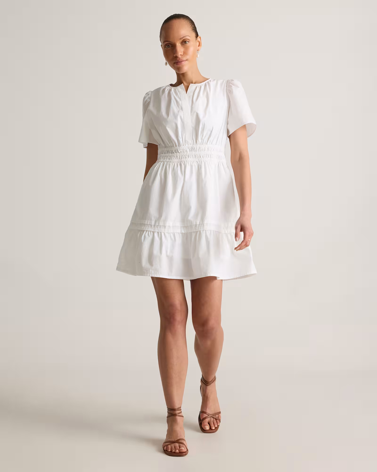 100% Organic Cotton Poplin Tiered Mini Dress | Quince
