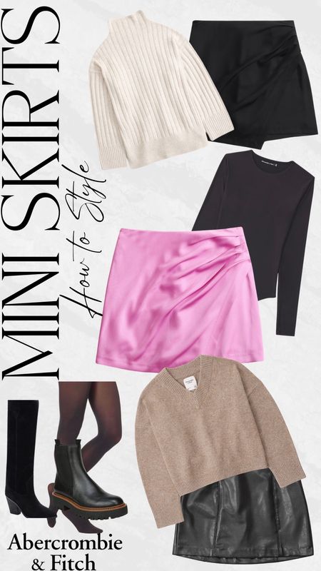 The cutest mini skirts from Abercrombie on sale! Style with  chunky sweater, bodysuit, tights and boots for winter. 

#LTKstyletip #LTKfindsunder50 #LTKsalealert