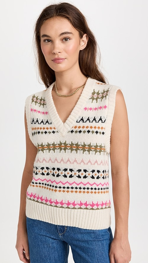 Scotch & Soda Fair Isle V Neck Relaxed Fit Knitted Vest | SHOPBOP | Shopbop