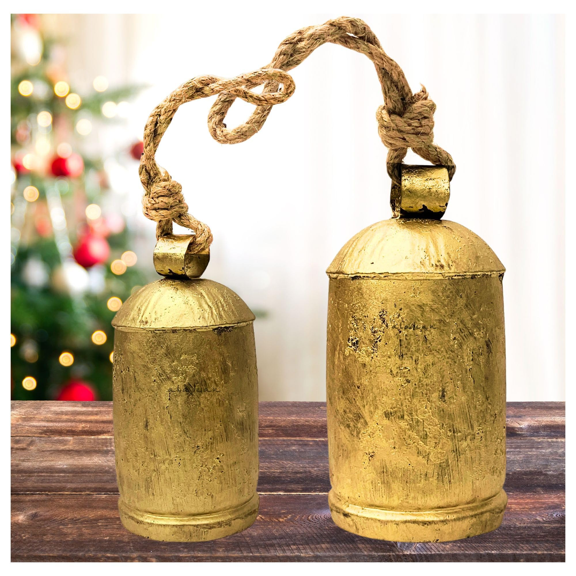 Rustic Decorative Bells Set of 2 - Giant Harmony Cow Bells Huge | Handmade Vintage Christmas Bell... | Amazon (US)