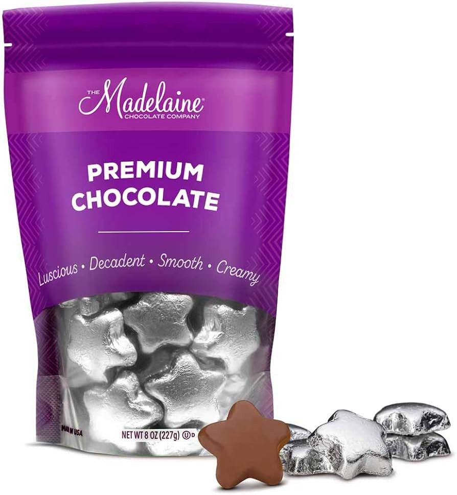 Madelaine Chocolate Silver Stars - Christmas Candy Party Favors - 24 Milk Chocolate Candy Individ... | Amazon (US)