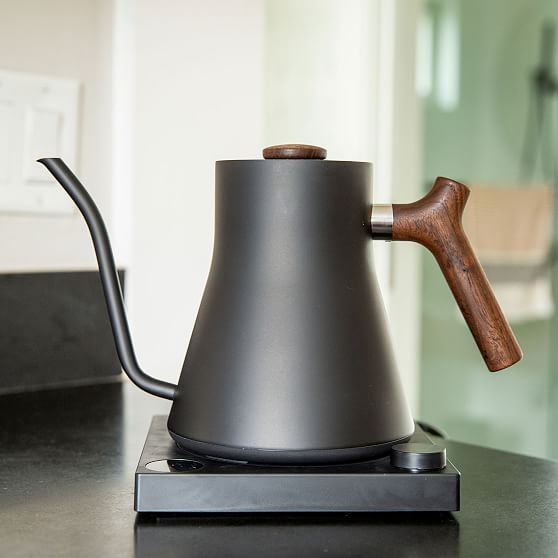 Stagg Electric Kettle With Wood Handle, Matte Black, Walnut Wood | West Elm (US)