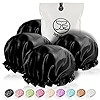 Extra Large Reusable Shower Cap, Black, 4 Pack, Satin EVA Long Hair Cap | Amazon (US)