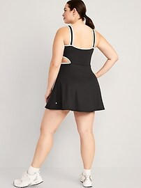 PowerSoft Fit & Flare Shelf-Bra Support Cutout-Waist Dress for Women | Old Navy (US)