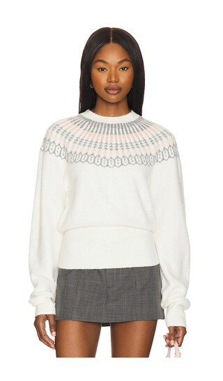 Emilea Fairisle Sweater in Ivory & Pink Multi | Revolve Clothing (Global)