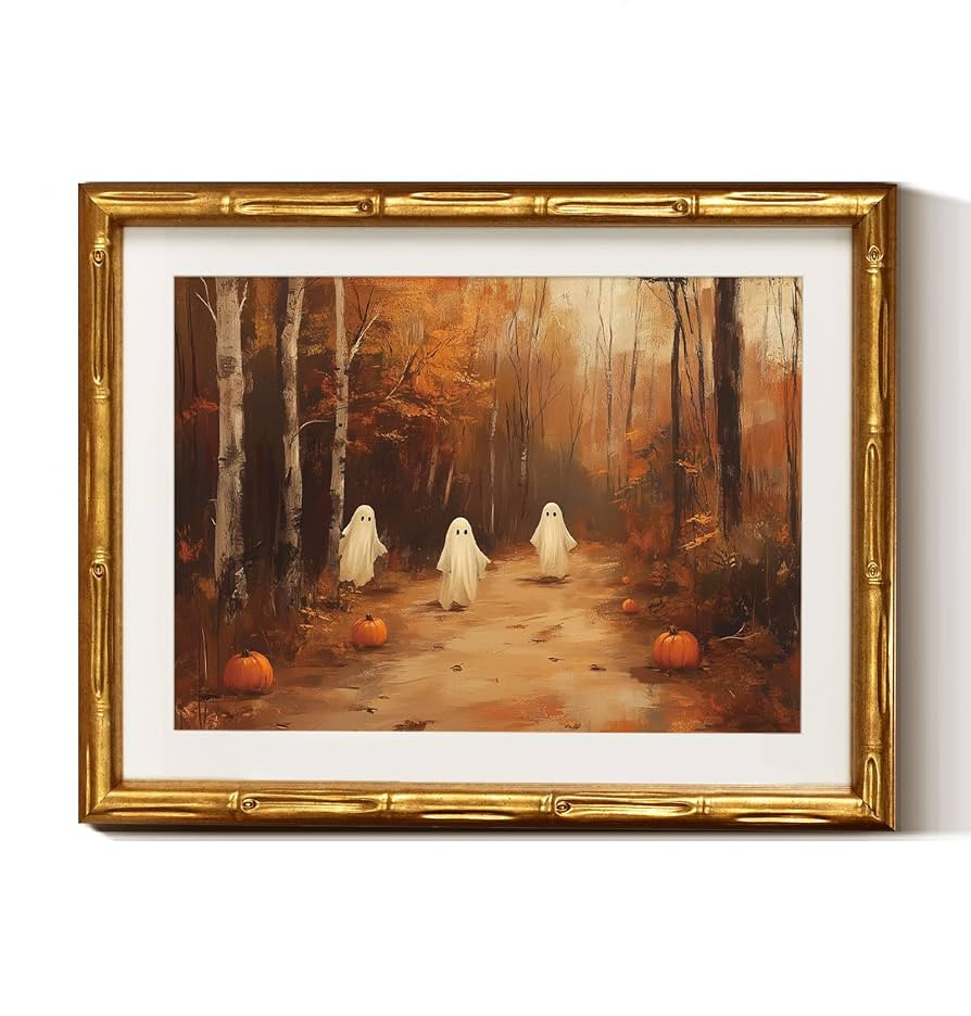 VIYYIEA Bamboo Detail Design Gold Framed Wall Art for Living Room,Three Ghost Gold Framed Wall Ar... | Amazon (US)