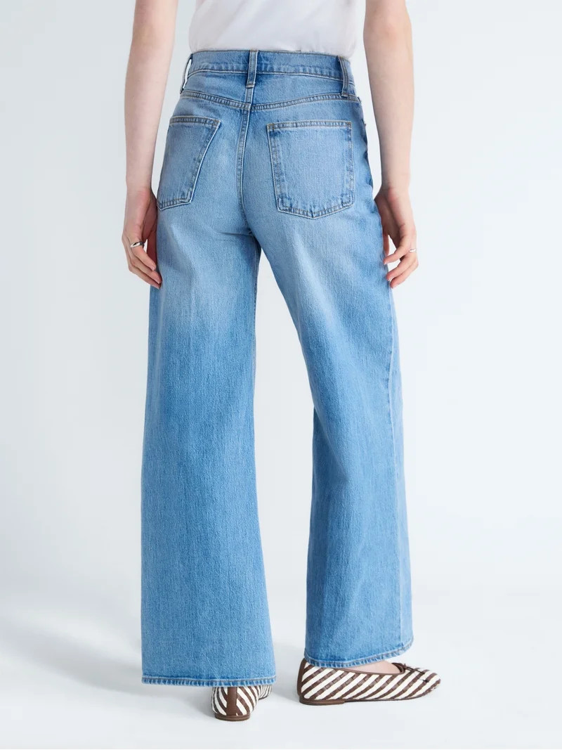 Free Assembly Women's and Women's Plus High Rise Cropped Wide Leg Jeans, Sizes 0-22W | Walmart (US)