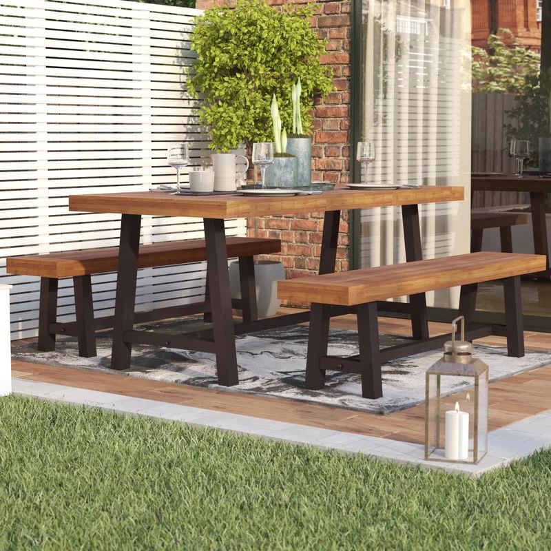 Eulene Rectangular 4 - Person Outdoor Dining Set | Wayfair North America