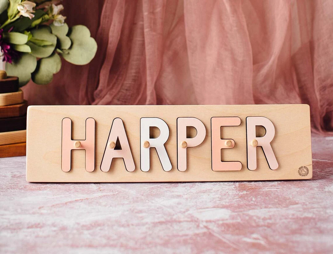 Wooden Name Puzzle With Pegs Independently Tested Child Safe - Etsy | Etsy (US)