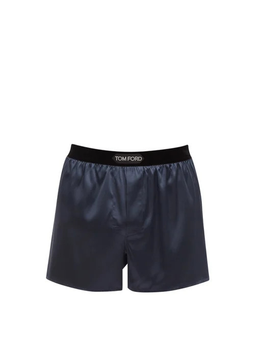 Tom Ford - Silk-blend Satin Boxer Shorts - Mens - Navy | Matches (US)
