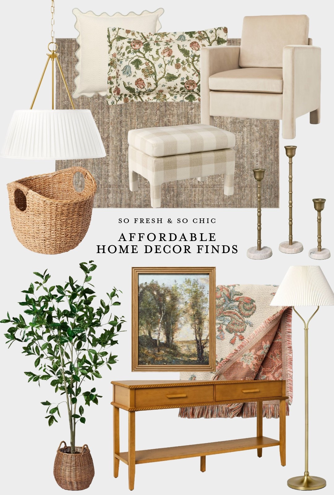 Affordable neutral home decor finds! Lots of these are on sale for Memorial Day weekend!
-
Studio McGee target - threshold - hearth and hand - Amber Lewis Loloi rug - faux tree in planter - woven basket - vintage framed art - entryway console table - floor lamp flutes shade - studio McGee lighting - pendant light white fluted shade - vintage floral throw blanket - floral throw pillow- scalloped edge throw pillow - upholstered ottoman - velvet arm chair - traditional neutral rug Amber Lewis Loloi - neutral home finds - neutral home decor - marble and brass candlesticks - budget friendly home decor - living room decor - bedroom decor - target finds - Wayfair sale 

#LTKFindsUnder100 #LTKHome #LTKSaleAlert