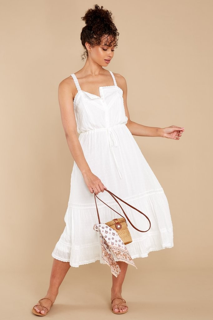 Catch A Glance White Midi Dress | Red Dress 