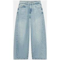 Zara - Zw Collection Loose Barrel Mid-Waist Jeans - Light Blue - 6 - Woman | Zara UK