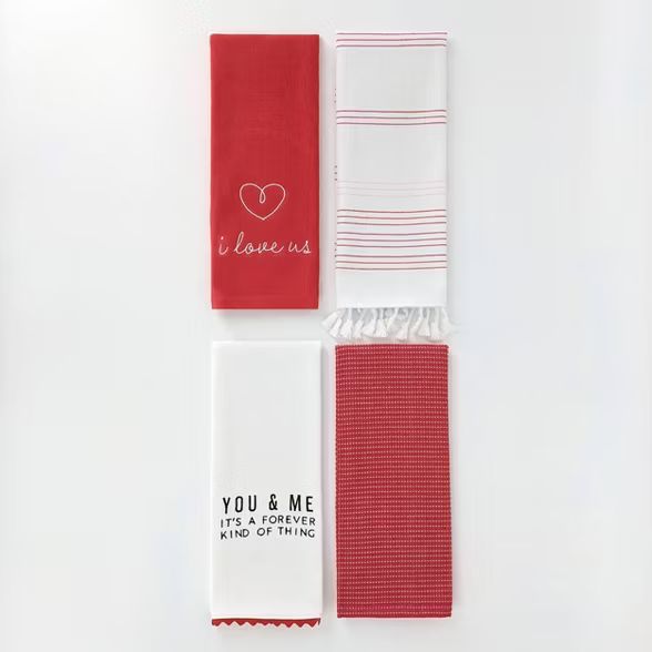 4ct Valentine&#39;s Day Dish Towels I Love Us/You &#38; Me - Bullseye&#39;s Playground&#8482; | Target