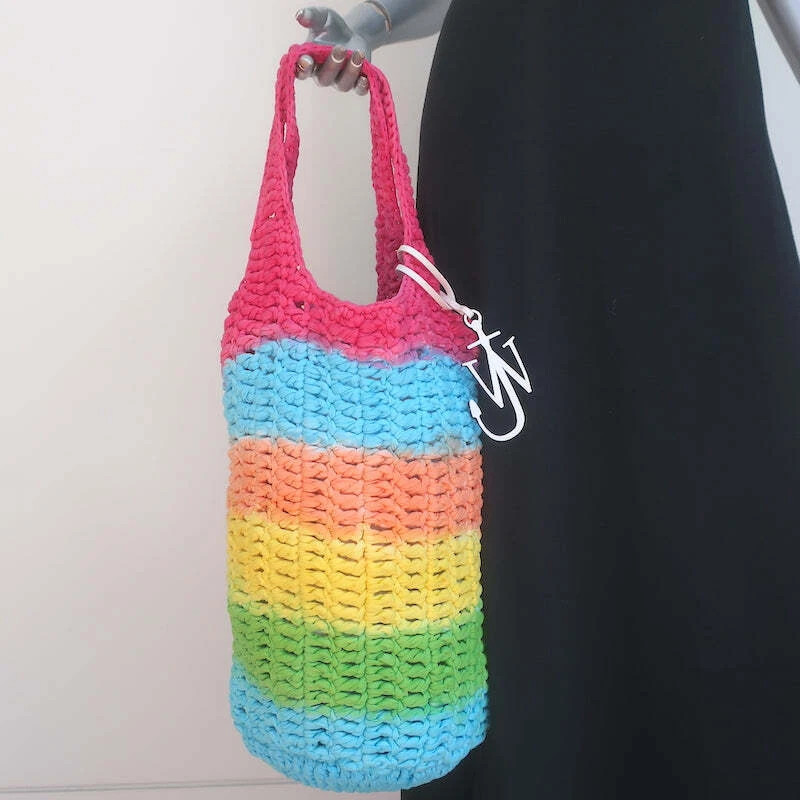 JW Anderson Rainbow Striped Knitted Shopper Tote  | eBay | eBay US