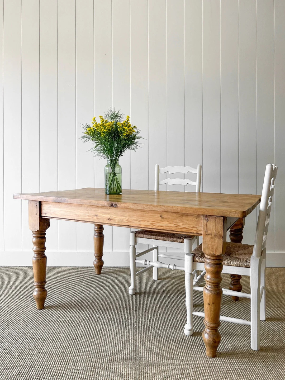 Vintage English Country Waxed Pine 5ft Dining Harvest Table - Etsy | Etsy (US)