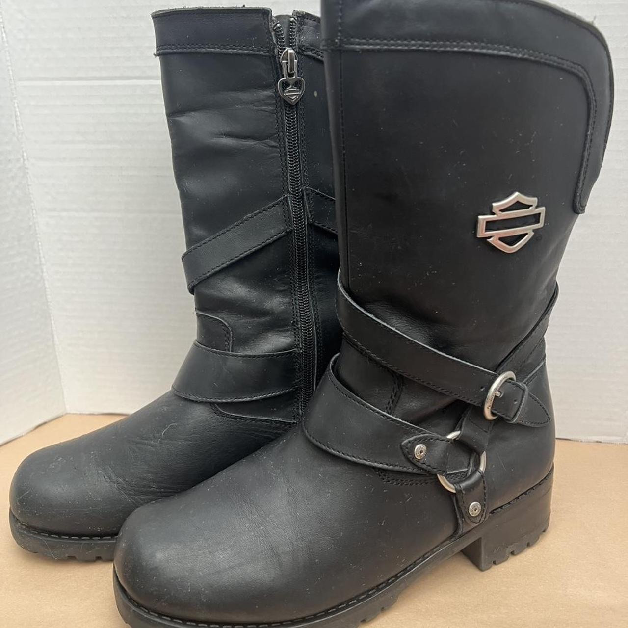 Harley Davidson Women's Biker Boots - Black - US 10 | Depop US