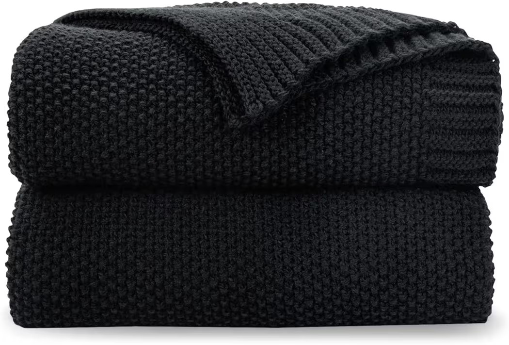 CozeCube Black Throw Blanket for Couch, Soft Cozy Cable Knit Throw for Bed Sofa Living Room, Ligh... | Amazon (US)
