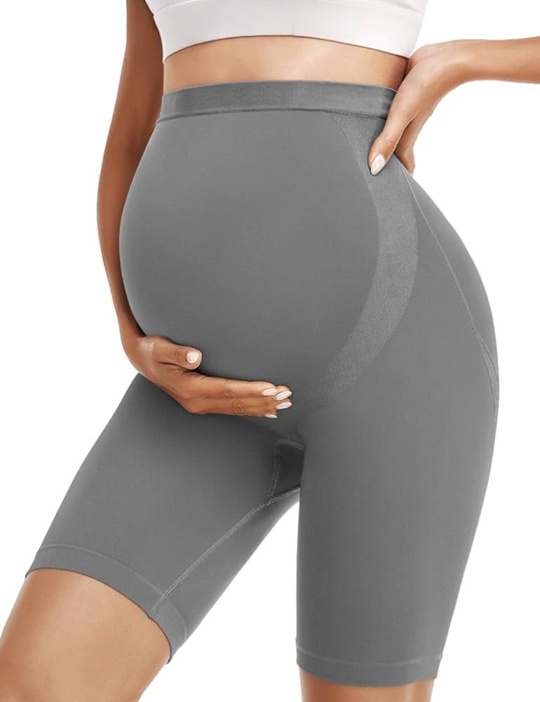 we fleece 8" Maternity Shorts for Women Over Belly Biker Workout Yoga Active Summer Pregnancy Run... | Amazon (US)