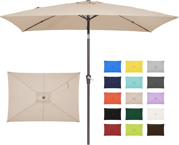 JEAREY 6.5x10 ft Rectangular Patio Umbrellas Outdoor Market Umbrella with Push Button Tilt and Cr... | Amazon (US)