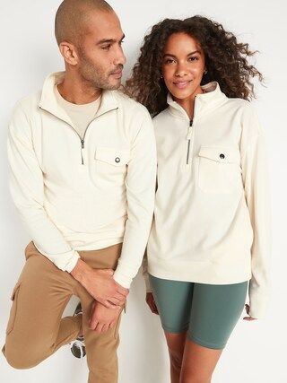 Gender-Neutral Quarter-Zip Utility-Pocket Sweatshirt for Adults | Old Navy (US)