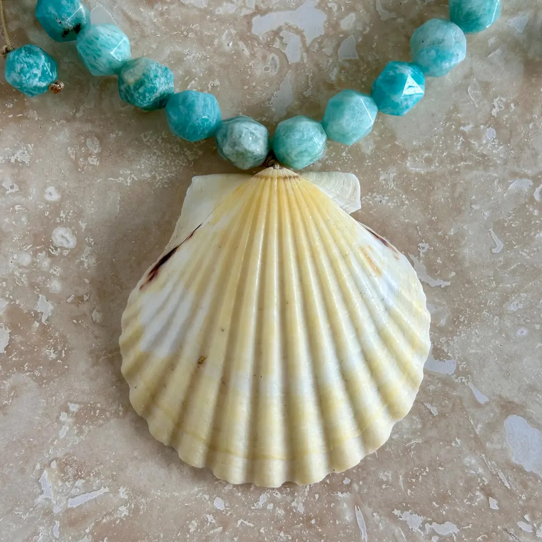 Large Scallop Shell Gemstone Beaded Adjustable Necklace - Etsy | Etsy (DACH)