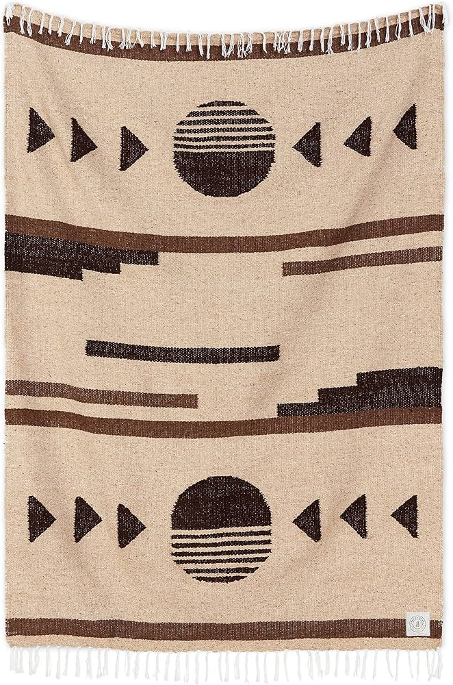 Tan Mexican Blanket by Laguna Beach Textile Co - Beach, Yoga, Camping, or Decorative Throw Blanke... | Amazon (US)