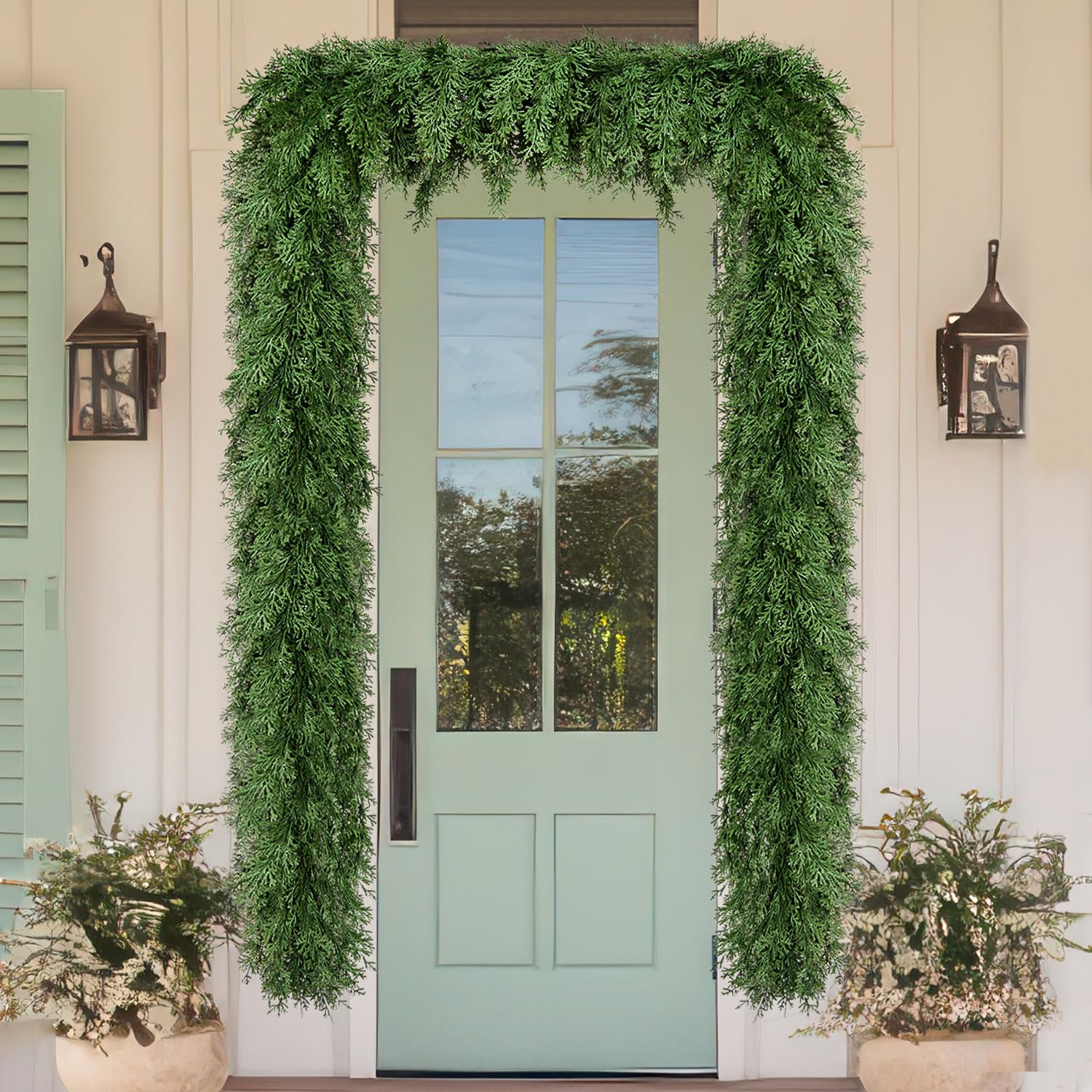 6 Ft Real Touch Cedar Garland with 143 Branches, Realistic Faux Pine Christmas Garlands, Green Ar... | Amazon (US)