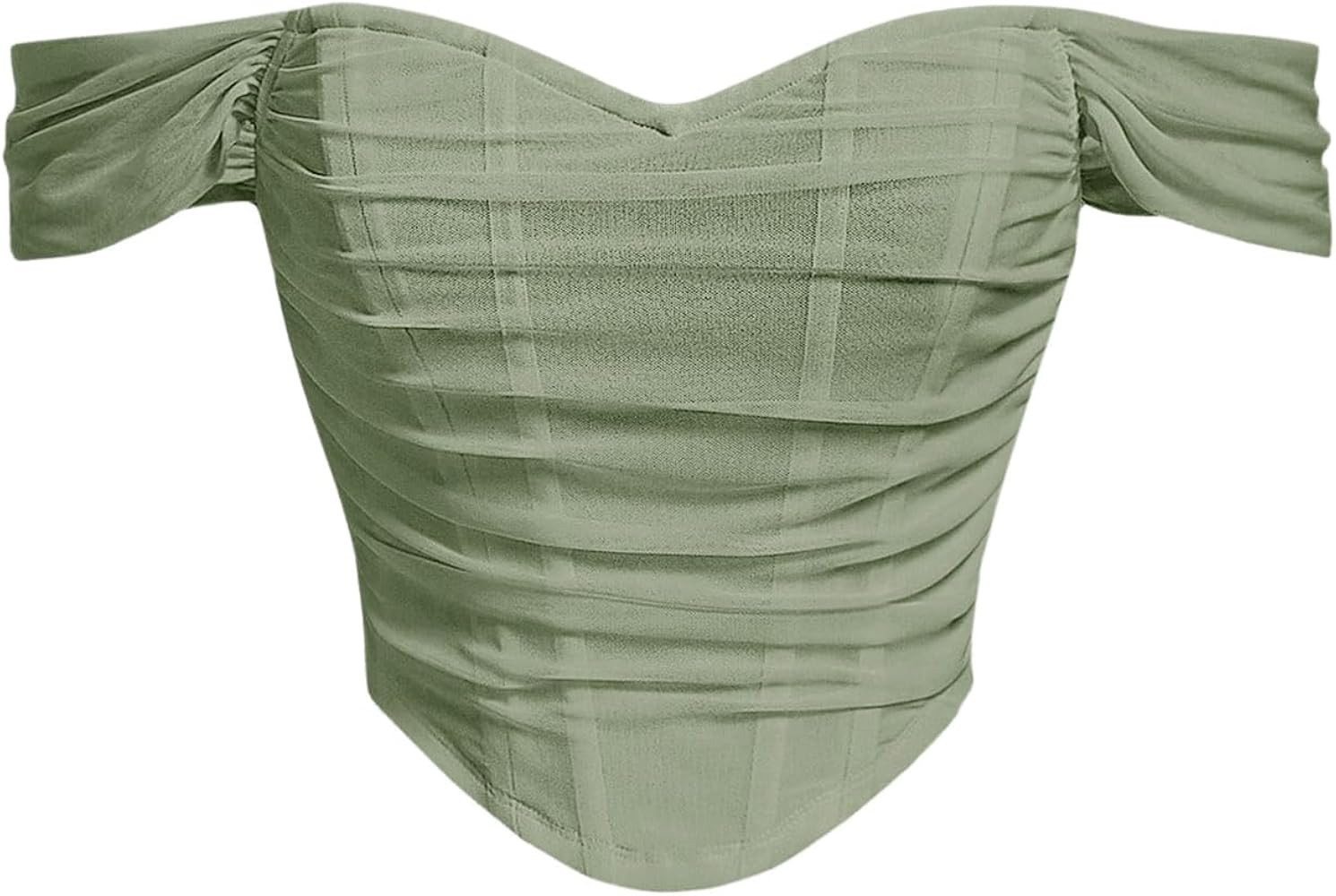 Floerns Women's Off Shoulder Short Sleeve Asymmetrical Hem Ruched Corset Crop Top | Amazon (US)