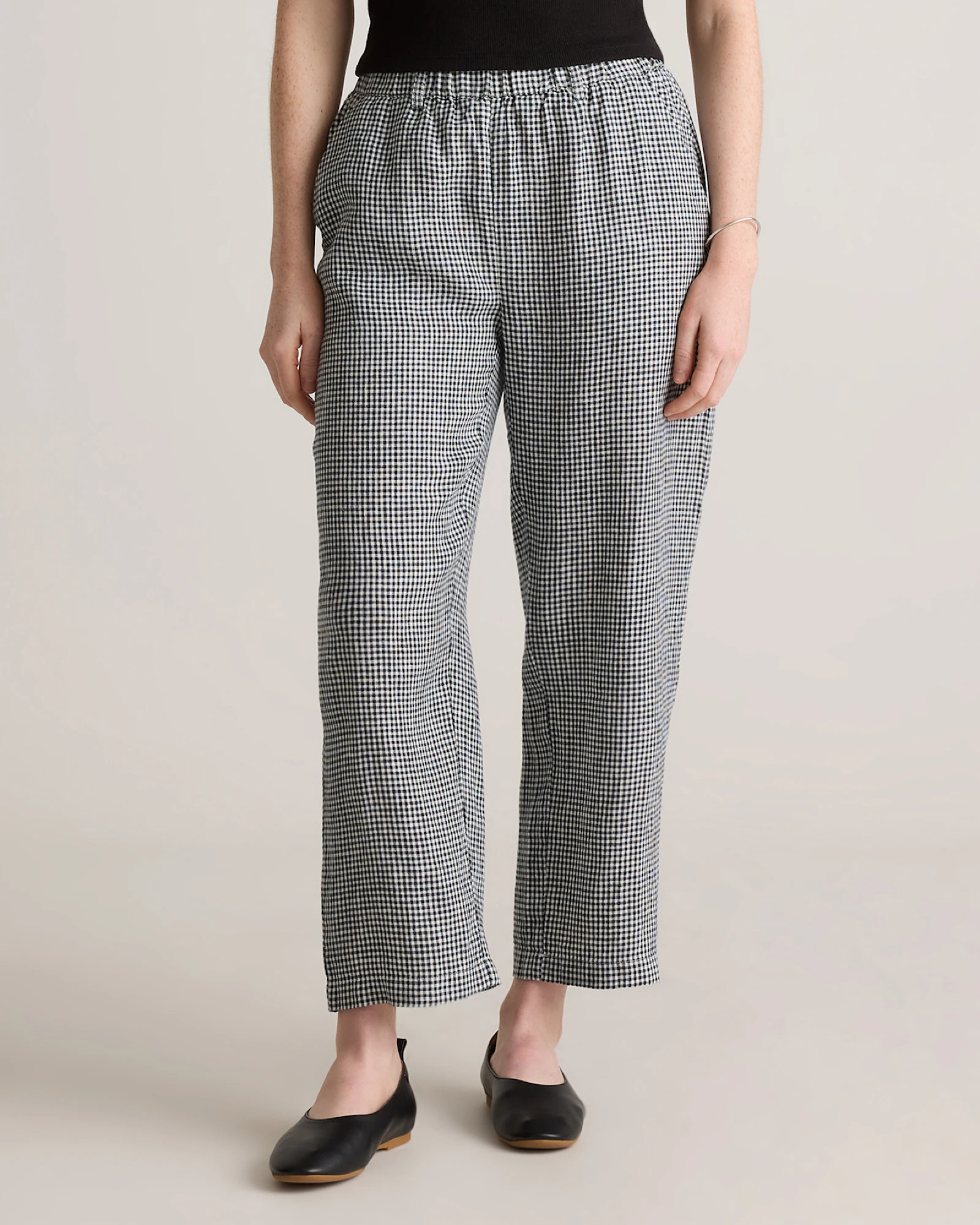 100% European Linen Pants in Classic Mini Gingham | Quince
