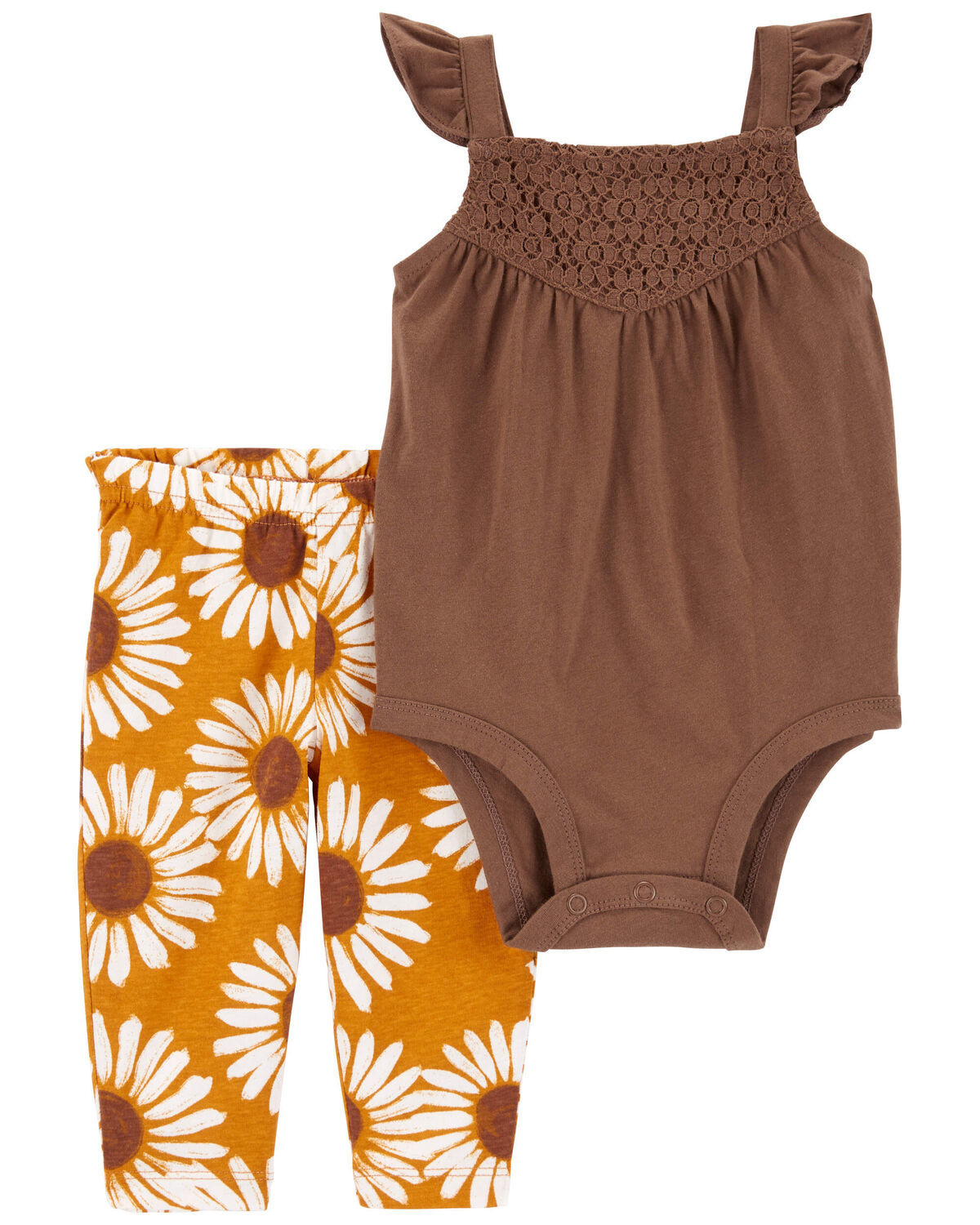 Brown/Gold Baby 2-Piece Flutter Bodysuit Pant Set | carters.com | Carter's