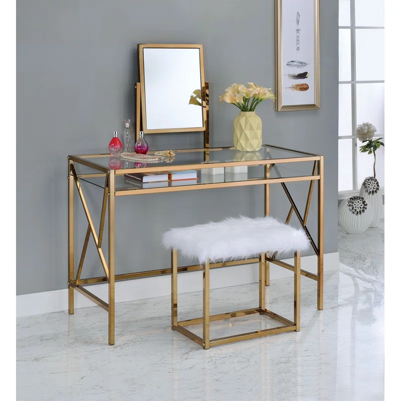 Enid Vanity Set with Stool and Mirror | Wayfair North America