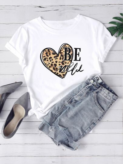 Heart & Slogan Graphic Tee | SHEIN