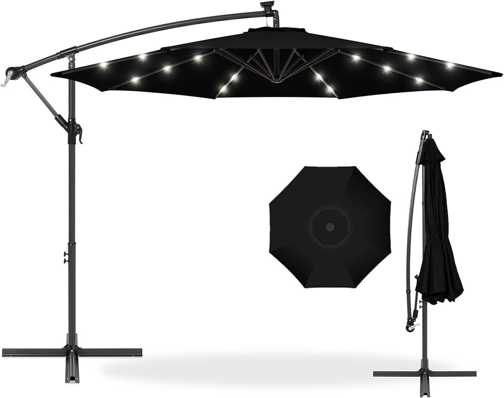 Best Choice Products 10ft Solar LED Offset Hanging Market Patio Umbrella for Backyard, Poolside, Law | Amazon (US)