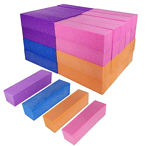 40 Pcs Nail Buffer Block for Acrylic and Natural Nails, 4 Sided Sanding Buffers for Gel Nails Fingernail Shine Buffing Filer Set, Professional Manicure Polisher Buffer Bulk Medium Grit (Multi-Color) | Amazon (US)
