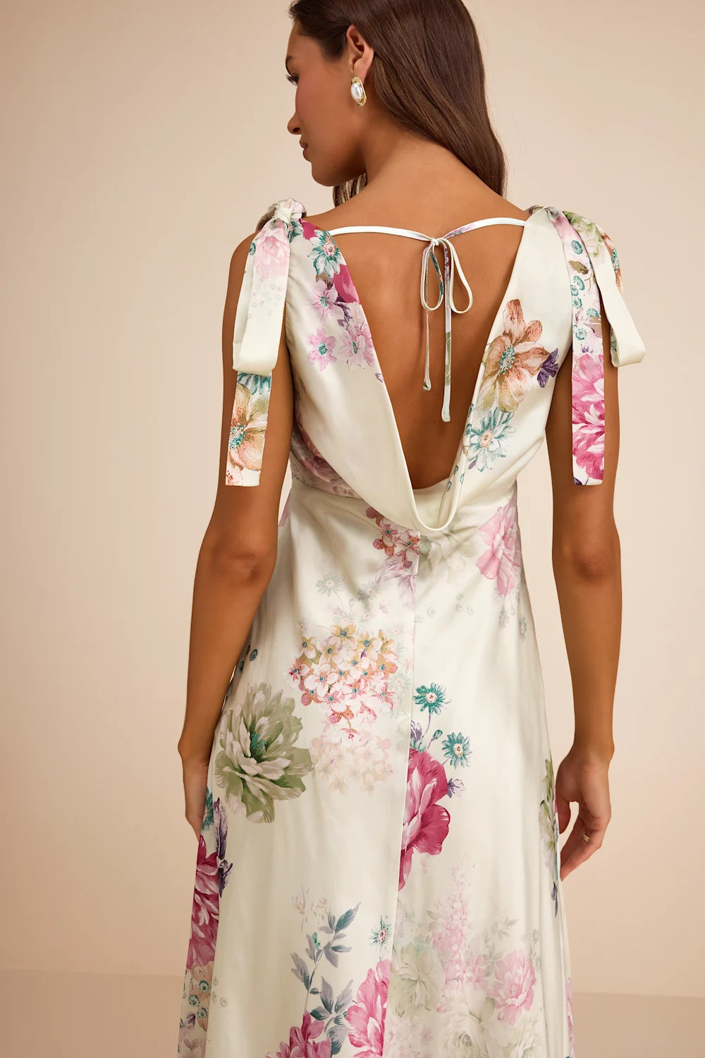 Zoella Pale Mint Floral Satin Tie-Strap Midi Dress | Lulus