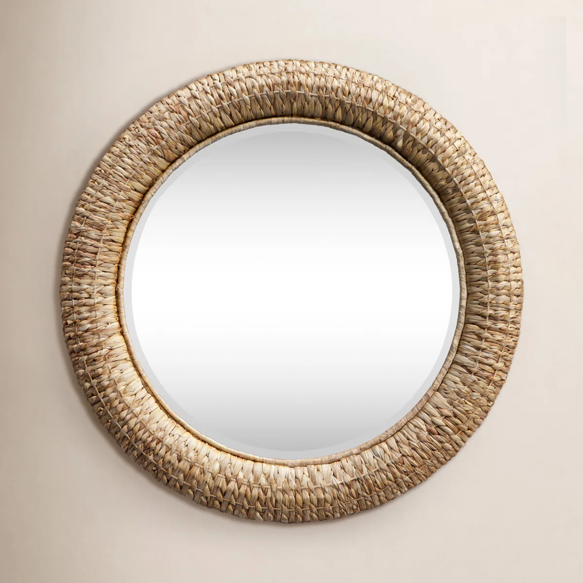 Janie Seagrass Round Wall Mirror | Wayfair North America